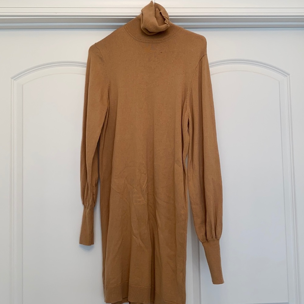 NWOT WAYF Camel Turtleneck Dress, Size Small